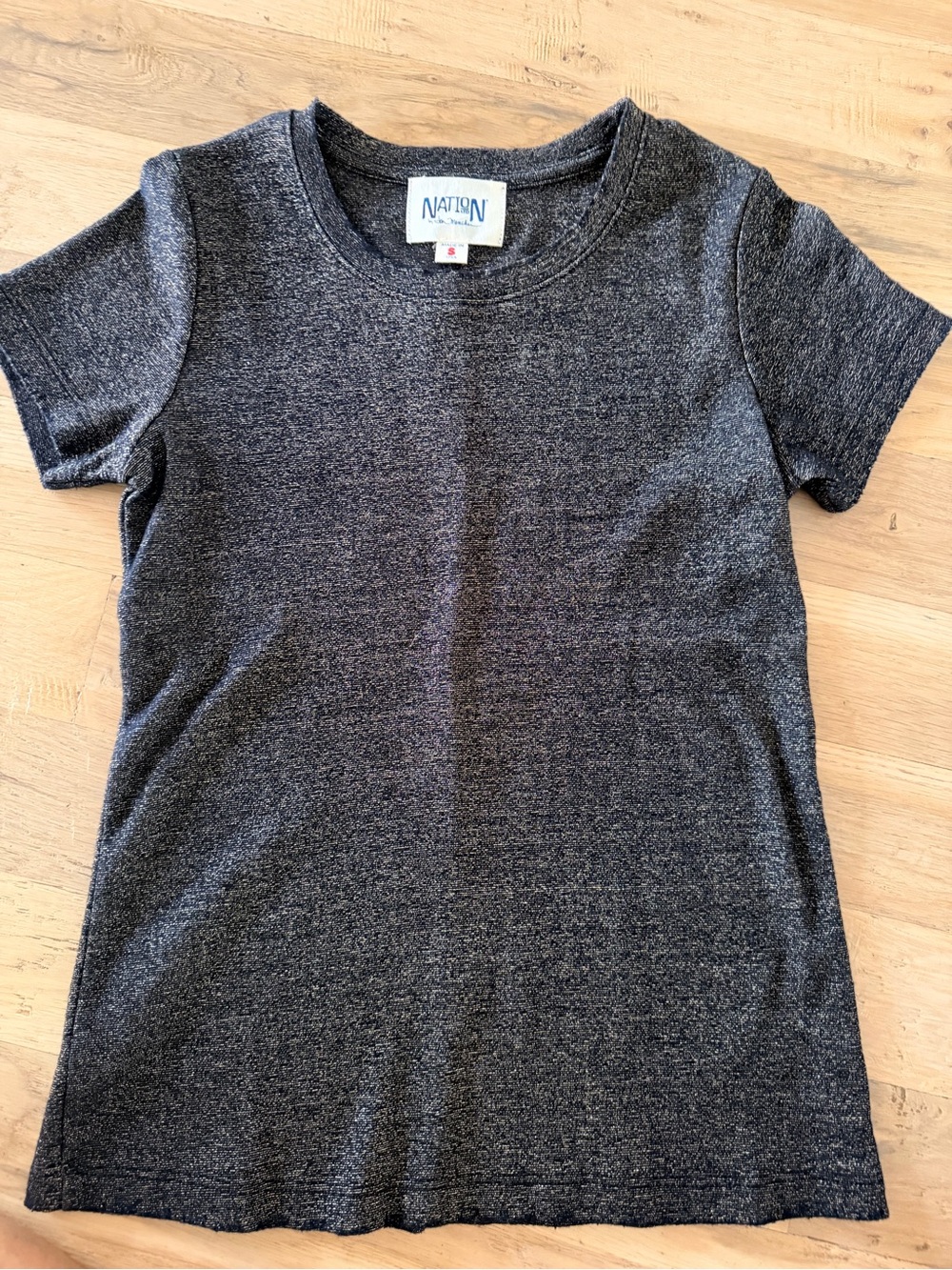 Nation LTD Black stretch tee with gold threads